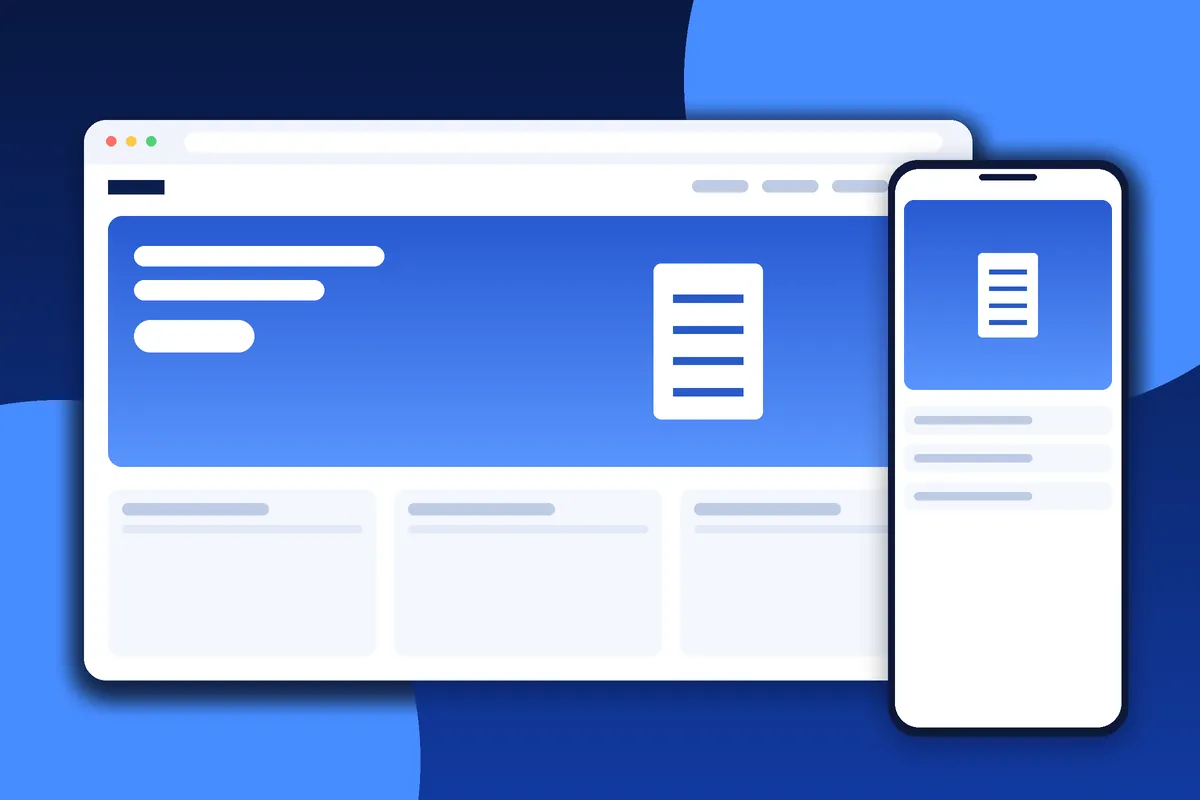 Website design blog with guides and articles displayed on desktop and mobile