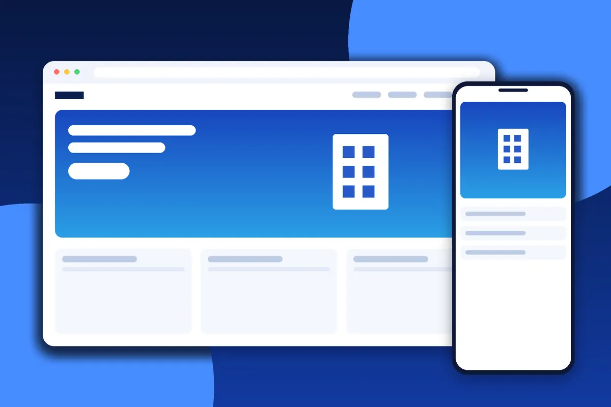 Business website design presenting company services on desktop and mobile
