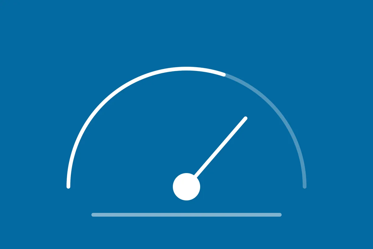 Speedometer gauge illustrating Core Web Vitals and page speed