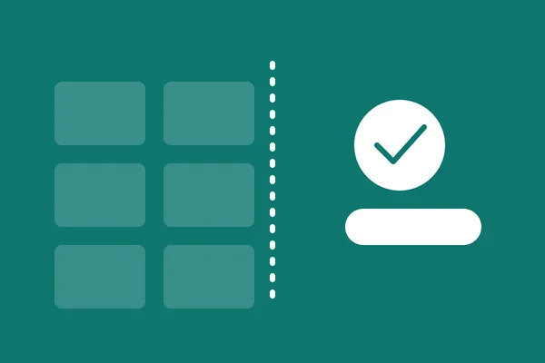 Grid of template layouts beside a custom design marked with a checkmark