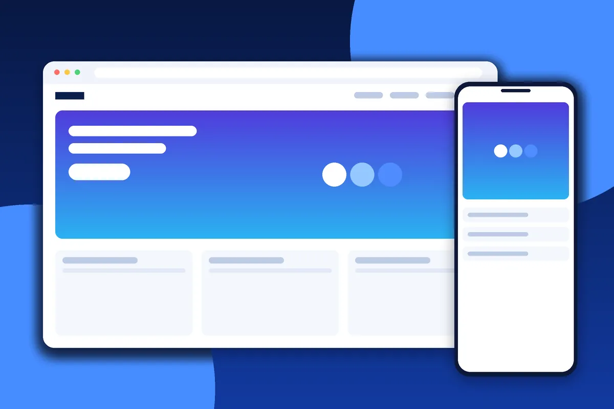 Custom website design with brand colors and tailored layout on desktop and mobile