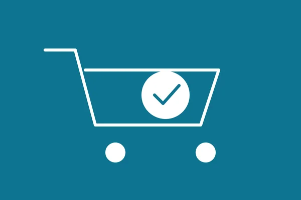 Shopping cart with a checkmark representing a smooth e-commerce checkout
