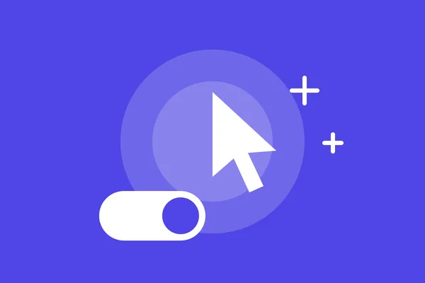 Cursor arrow and toggle switch illustrating website micro-interactions