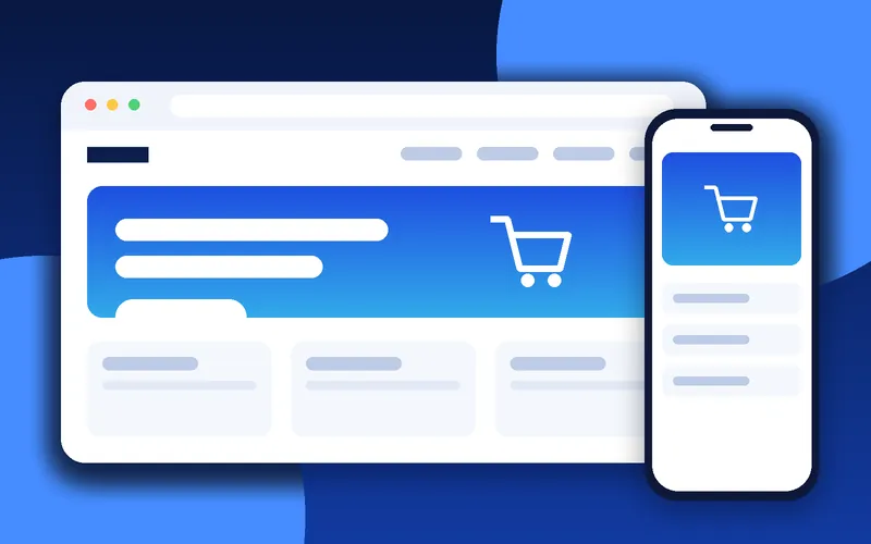 eCommerce store design concept with product grid and shopping cart (demonstration concept)