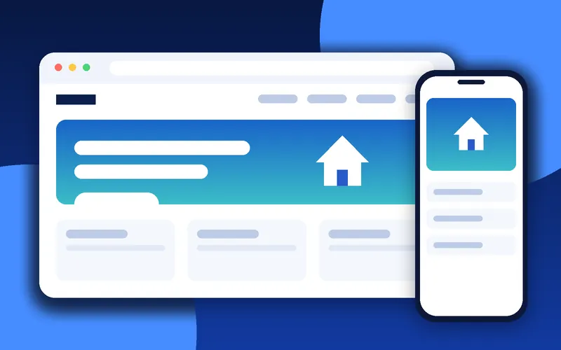 Real estate website concept with property listing layout and search filters (demonstration concept)