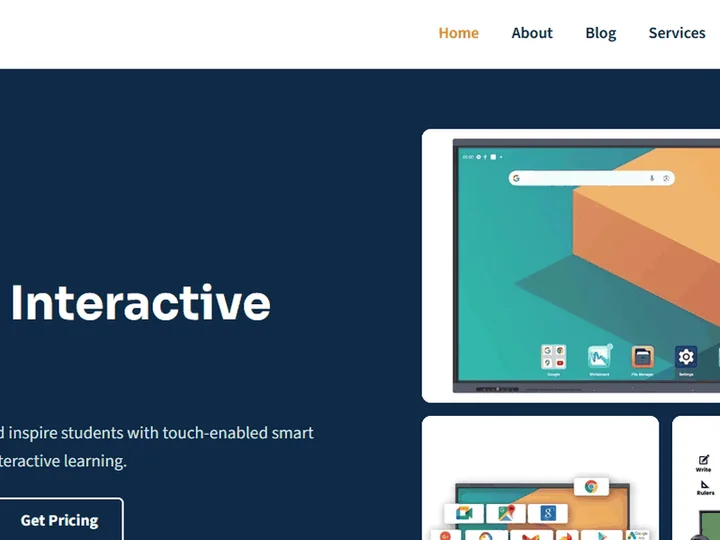 Solarise Solutions website homepage with navigation and interactive display screens