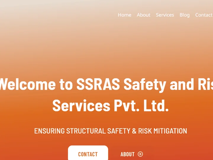 SSRAS Safety and Risk Services website homepage with headline and contact button