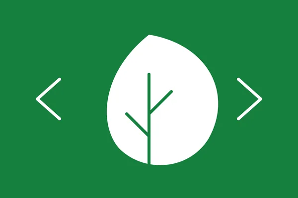 Green leaf between code brackets representing sustainable web design